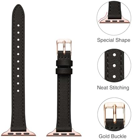 STIROLL Slim Leather Band Compatible with Apple Watch Bands for Women - 2