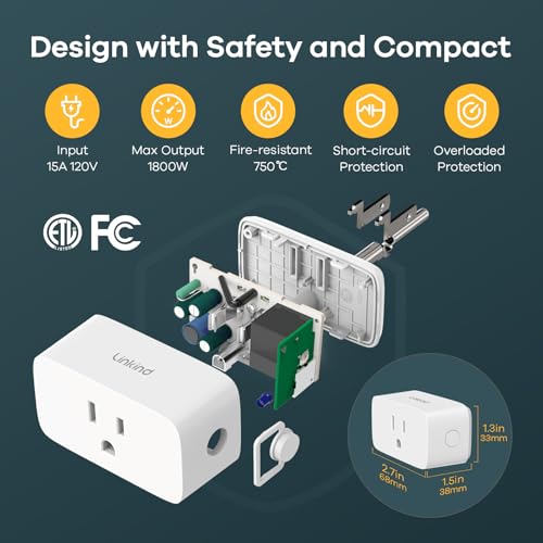 image for Linkind Matter Smart Plug, Work with Apple Home, Siri, Alexa, Google H