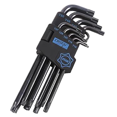AMAZON - DISEN 9 Pieces Torx Star Allen Wrench Set, Long Arm Star Key Set T10-T50, Chrome Vanadium Steel