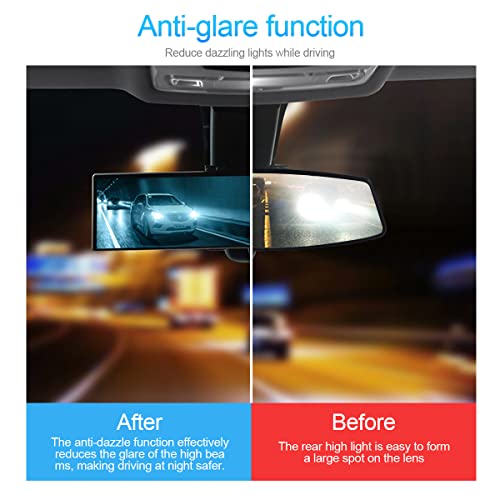 Car Rear View Mirror, Clip-On Panoramic Wide Angle Interior Auto Rearview Mirror, Anti-Glare Hd Clear Convex Surface, 12 Inch Reduce Blind Spot Effectively For Suv, Truck, Car (Rectangular/Blue) #TOP4
