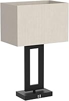 Vista 4 de Juego de 2 lámparas de mesa altas para sala de estar, modernas lámparas de noche con 2 puertos USB, juego de lámparas de mesa de noche regulables