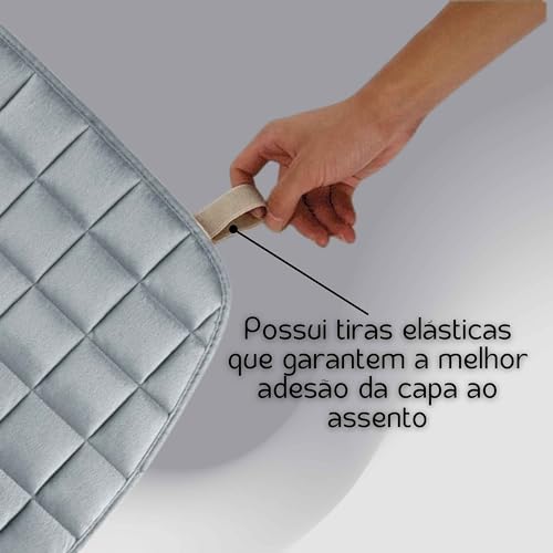 Kit 3 Capas De Assento Para Banco de Carro Almofadado Confortável Em Suede Com Porta Objetos (CINZA)