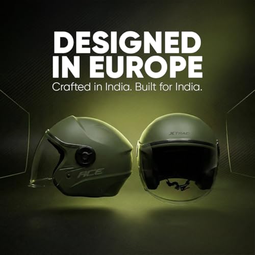 Image of Xtrac Ace Open Face Light Weight Helmet for Men & Women | ISI Certified | Green | XL