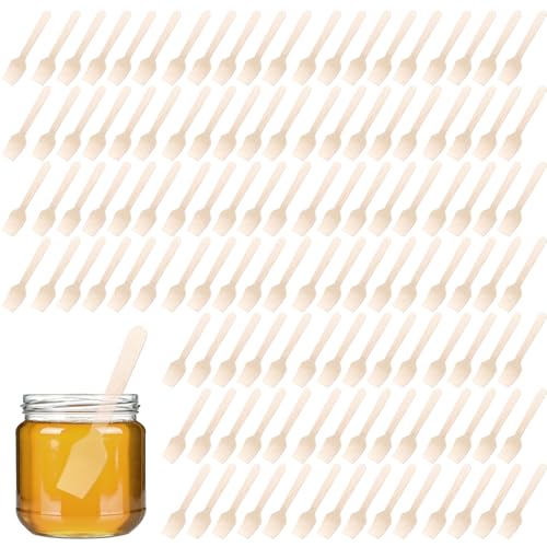 CONEHOY 2200 Pcs Disposable Mini Wooden Spoons 3.74 Inch Wood Small Utensils Spoons for Dessert Food...