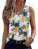 top fiori h&m Elegante Canotta da Donna con Scollo a V Senza Maniche:Design elegante e senza maniche, perfetta per l’estate, il tempo libero, le vacanze e la spiaggia.