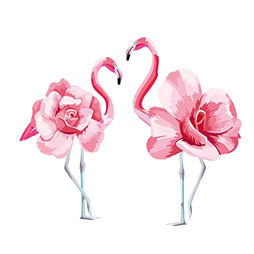 Lichi Sticker Mural Romantique Amour Flamants Roses pour décoration de Mariage Chambre Salon