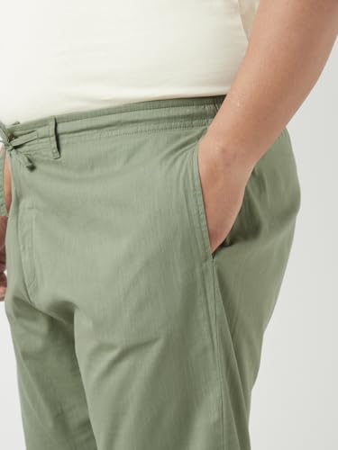 Image of Bewakoof Men's Mid Rise Solid Regular Fit Pure Cotton Plus Size Pant