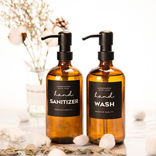 36 Pcs Printed Label Stickers For Bottles, Prefdo Waterproof Minimalist Farmhouse Labels For Bathroom Kitchen Hand Soap Shampoo Conditioner Lotion Dispenser Bottles Containers(Black), Size #TOP5