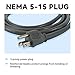 FSTSN 2 Pack 9 ft 14/3C SJTW Appliance and Power Tool Cord, 14 Gauge 3 Prong Replacement Power Supply Cord Cable, 110V 115V 120V AC Pigtail, 15A, 1875w, Grey