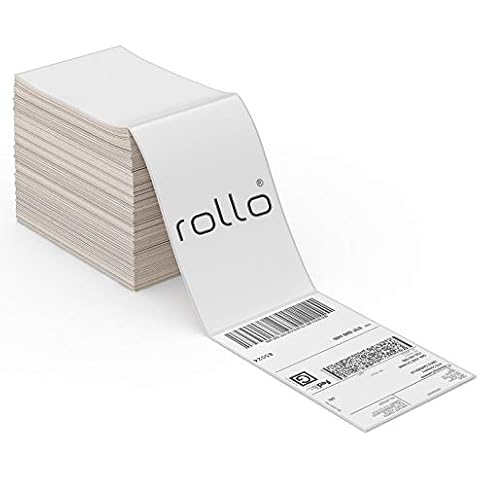 Rollo Direct Thermal Shipping Labels - Pack of 500 4x6 Thermal Labels Fanfold - Perforated and Strong Adhesive (Commercial Grade) Cover