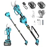Potatore telescopico 2-in-1 SEESII: potatore elettrico cordless con diametro di taglio da 40mm, 2 * 4,0 Ah batterie, lama SK5 di ricambio inclusa e 4 modalità di taglio regolabili per alberi e piante