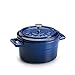 Pentole Agnelli COGHSRP10410B Slowcook Casseruola con Maniglie e Coperchio, Ghisa, Blu, 0.36 L - 10cm