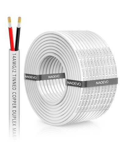 NAOEVO 14 Gauge Marine Wire Duplex, 14 AWG Wire, 14/2 Marine Cable, 60FT