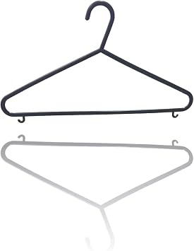 REQUISITE NEEDS Standard Coat Hangers Black Colour Strong Plastic Adult Clothes with Suit Trouser Bar and Lips 37.5cm Wide (Pack of 100)