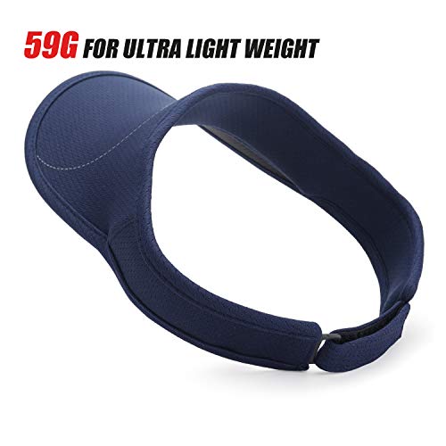 USHAKE Sun Visor Hat - Ultimate Protection and Comfort for Outdoor Activities - Golf Running Jogging Tennis Hiking Navy Blue - Thumbnail 3