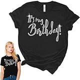 It's My Birthday! Women's Rhinestone T-Shirt - Medium Black Tee(It'sMyBday RS) BLK/Med