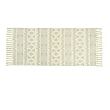 MAROKKANISCHES DESIGN: Unsere Teppiche aus Baumwolle sind von marokkanischen Stammestotems inspiriert. Der Blaudruck verblasst nach dem Waschtest nie. Die Kombination aus klassischem Blau und Creme kann zu verschiedenen Einrichtungsstilen passen. Handgewebte 5-cm-Quasten lassen den Teppich süßer aussehen.