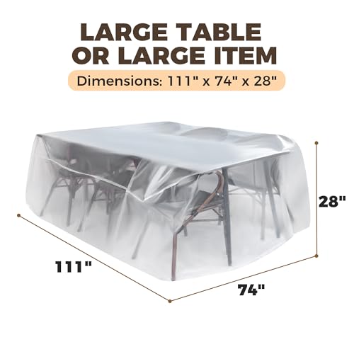 Storage Standard Patio Table and Chair Cover for Outdoor Furniture - Rectangular Outdoor Patio Furniture Covers Waterproof, Reusable Heavy-Duty Plastic Table Cover Protector, 111" x 74" x 28" by Storage Standard - Image 3