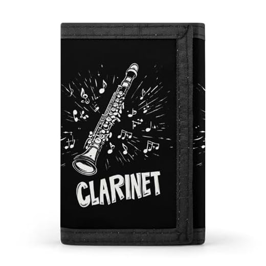 FWJZDSP Cartera Triple con Notas Musicales para Clarinete, Monedero Delgado, Tarjetero y Llavero para Hombres y Mujeres.