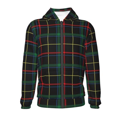 Buffalo Plaid Dark Green Kids Pullover Hoodies Boys Zip Up Sweatshirts Girls Athletic Clothes with Pocket2