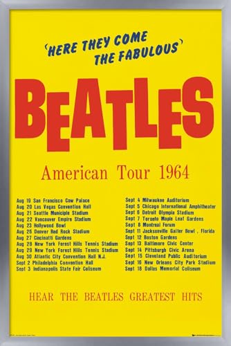 Trends International The Beatles - American Tour 1964 Wall Poster, 22.375" x 34", Silver Framed Version