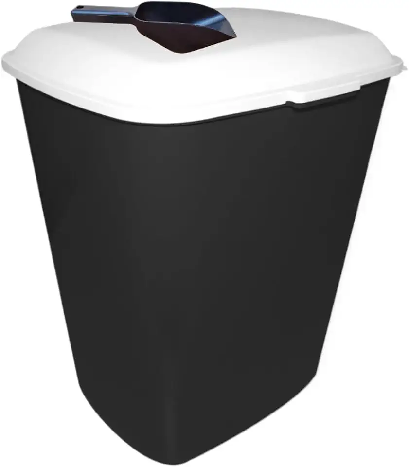 porta ração 20 kg container pet pote de ração para cachorro gatos (Preto 20kg)