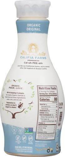Califia Farms - Organic Original Oat Milk, 48 Oz, Dairy Free, Plant Based, Vegan, Non GMO, USDA Organic Milk