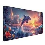Gaming Tappetino Mouse XXL 900x400x3mm, Colore Arancione Tappetino Scrivania con Base Gomma Antiscivolo, Mouse Pad Impermeabile, Mousepad Migliorare la Precisione e Velocità, Tramonto 0-2050