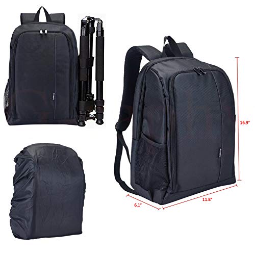 Ficha técnica Selighting Mochila para cámara de Fotos Impermeable para Ordenador portátil trípode DSLR Canon Nikon Sony con Funda de Lluvia Rojo - Fernando Cortés