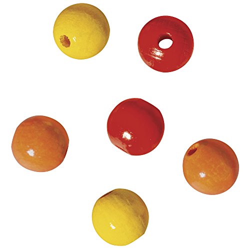 Cuentas de madera mezcladas 100%, 12 mm de diámetro, madera de haya, turquesa, 12 mm de diámetro, naranja, rojo, amarillo, 10 mm de diámetro