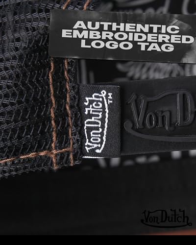 Image of Von Dutch Unisex Trucker Hat - Velvet Curved Bill Mesh Back Retro Classic Adjustable Snapback Baseball Cap for Men and Women
