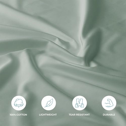 Image of Blue Dahlia 100% Cotton, Standard Size Pillow Covers (18 inch x 28 inch), Set of 2 Pillow Covers, Silky Smooth Feel, 1000TC Solid Pillow Covers, Colour: Sage Green