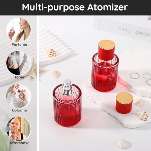 Segbeauty 1.7 Oz Vintage Perfume Bottle, 2 Pack 50ml Travel Cologne Sprayer Refillable Perfume Bottle Atomizer Travel, Empty Red Perfume Spray Bottle Essential Oil Container Perfume Atomizer for Women