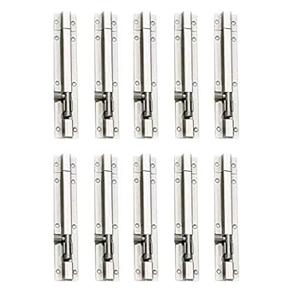 BR Hardware Stainless Steel Extra Heavy Tower Bolt/Door Latch/Window knob/chitkani/chatkani (10mm Rod) SS and Chorme Finish (6 inch, 6 Pieces)