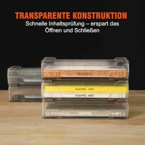 SHARPAL 160H 2-in-1-Schleifstein und Messerschärfsteinhalter & Aufbewahrungsbox mit rutschfester Gummiunterseite (passend für bis zu 202 x 75 x 28 mm)