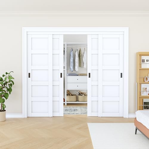 Paintable Sliding Closet Door 96" x 80" (Double 48"), 5-Panel