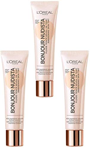 L'Oréal Paris - Bonjour Nudista BB Tinted Tinted Fluid - Light Medium, Set of 3 (3 x 30 ml)