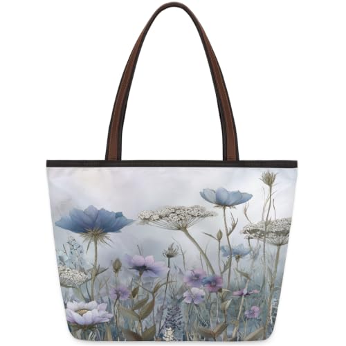 Sac fourre-tout floral zippé de 45x33cm idéal pour le travail et le shopping