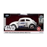 Jada Toys Star Wars Auto VW Maggiolino R2-D2 (ca. 13,5 cm) – 1959 Volkswagen Beetle in Metallo in Scala 1:32 con Porte apribili, Veicolo da Collezione per Bambini e Appassionati di Film a Partire