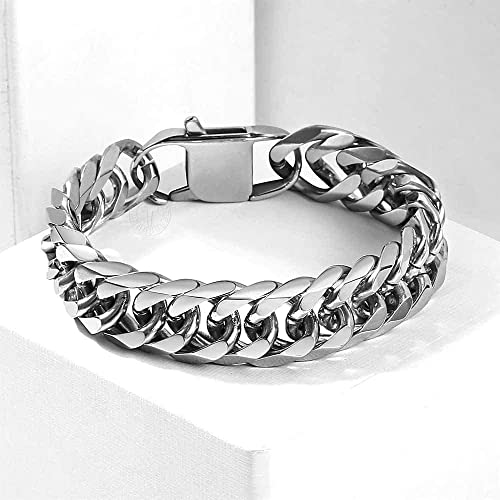Vxddy Men Bracelets Premium Polishing Men's Punk Stainless Steel Link Bracelet Mens Boys Gift Comfort Easy Put #TOP5
