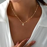 BLThing Dainty Gold Necklace for Women - Dainty Letter Necklace 14K Gold Plated Tiny Initial Pendant Name Necklace S Trend Jewelry Personalized Women Gift for Teen Girls