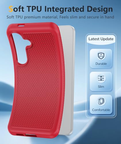 Image of FNTCASE for Samsung Galaxy S26-FE Case: Non Slip TPU Military Grade Red
