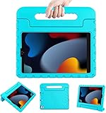 LTROP New iPad 9th Generation Case, iPad 8th Generation Case, iPad 7th Generation Case for Kids, iPad 10.2 Case 2021/2020/2019,Shockproof Handle Stand Kids Case for iPad 9/8/7 Gen 10.2-Inch, Turquoise