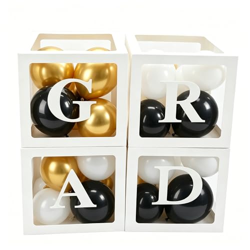 Cajas de globos graduados para fotos de graduación escolar perfectas en casa