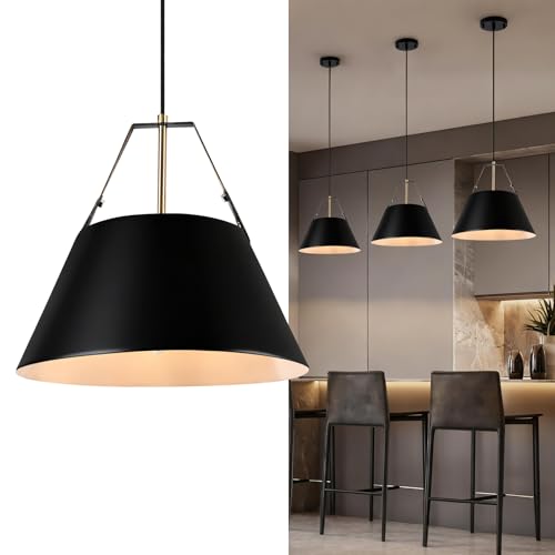 Nwaprh Modern Pendant Light for Kitchen Island, 13.8" Matte Black