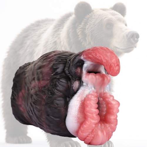 Taschenmuschi für Männer 1 bis 2 Öffnungen 6 Modelle Realistische Masturbatoren mit 3D Struktur, Animal Design Gummimuschi, Monster Sex Toy Travel Pussy, Sexspielzeug Men (Grizzlybär – 2 Kanäle)