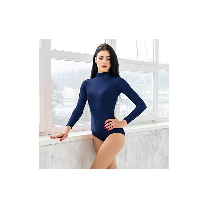 Kepblom-Adult-Ballet-Dance-Leotard-Turtleneck-Long-Sleeve-Spandex-Bodysuit-Tops-for-Women