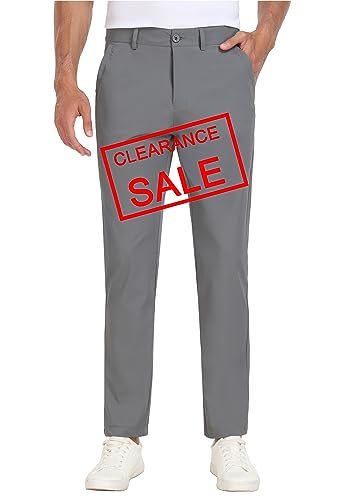Hody Lovy Mens Golf Pants Stretch Slim Fit Hiking Work Dress Pants Quick Dry Lightweight Casual Business Comfort With Pockets, Light Grey 32W X 30L #TOP8