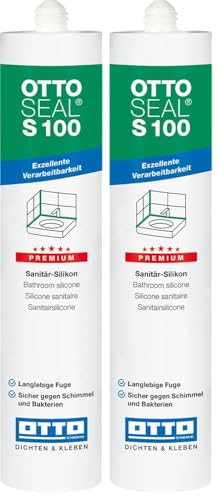 OTTOSEAL S 100 Premium-Sanitär-Silikon 300ml C00 transparent – Sicher gegen Schimmel & Ideal für Bad, Küche & Wohnbereich – Hervorragend Glätt- & Modellierbar (Packung mit 2)