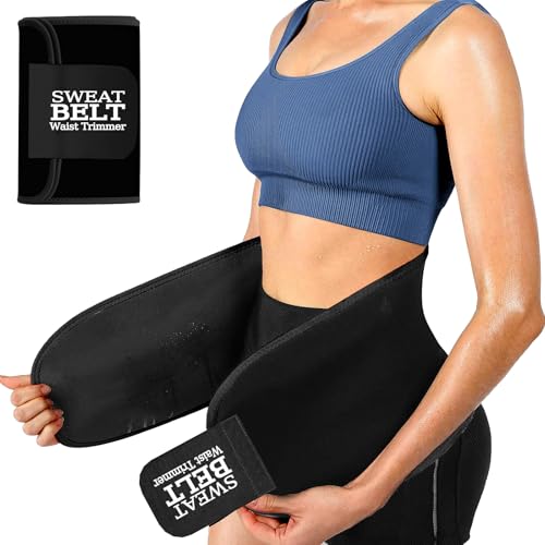 ZPP Waist Trainer for Women and Men, Neoprene Sweat Band Waist Trimmer Belt Slimming Stomach Wrap for Workout, Black/White, Large